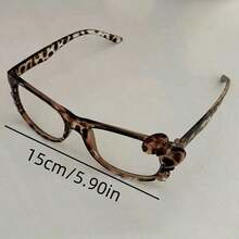 1pc Leopard Eyeglasses Frame (No Lens), Tortoise Round Eyeglasses, Cute No Lens Vintage Decorative Eyeglasses, Fashion Style - 黑色眼鏡 - 查看 6