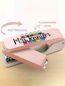 [Customized] Personalized 360-Degree Rotating Stapler, Teacher's Gift, Can Be Engraved With Name, Lightweight Manual Iron Construction, Easy Binding For Students And Office, One-Time Processing Of 25 Pages, Teacher's Day & Thanksgiving Gift - Multicolor - View 7