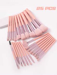 40件套化妆工具套装，包含：25支化妆刷套装+3个圆形粉扑+1个化妆刷清洁工具+3个迷你化妆海绵+3个迷你气垫粉扑+3个三角粉扑+2个化妆海绵，一应俱全，新手友好 | 方便携带，送礼佳品 | 新手/女性的完美之选 - 彩色 - 查看 2