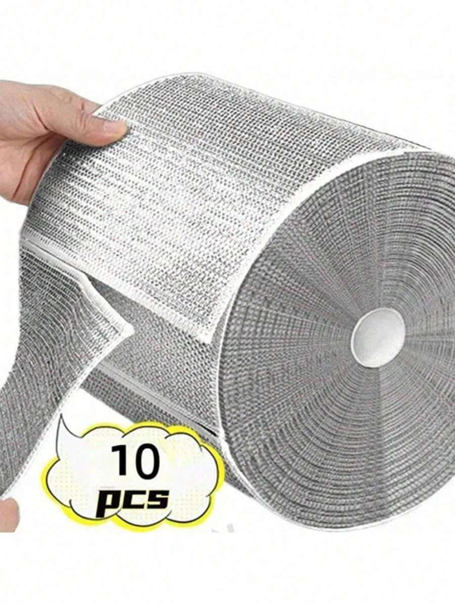 2pcs/6pcs/10pcs/20pcs Per Pack Steel Wire Scouring Pads, Mesh Dishwashing Scrubber Pads For Kitchen Stove, Pots, Pans, Sink, Grease And Stain Removal Cleaning Cloths