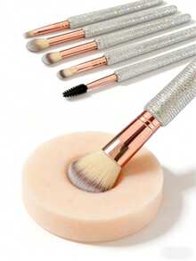 7件套奢华水钻化妆刷套装，粉底腮红化妆工具 - 彩色 - 查看 6