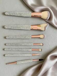 7件套奢华水钻化妆刷套装，粉底腮红化妆工具 - 彩色 - 查看 9