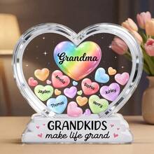 Grandma's Heart-Shaped Sweetheart 2D Flat - Personalized Acrylic Square Plaque - Meaningful Gift For Grandma On Mother's Day - As Shown2 - View 11