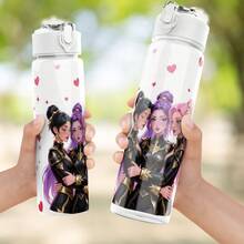1pc/5pcs 25oz/750ml Plastic Water Bottle, Valentine's Day Hugging Girl Theme Print. Suitable For Office, Travel, Gym, Camping. Lightweight Water Bottle With Large Capacity, Easy To Clean, And Drop-Resistant. - White - View 5