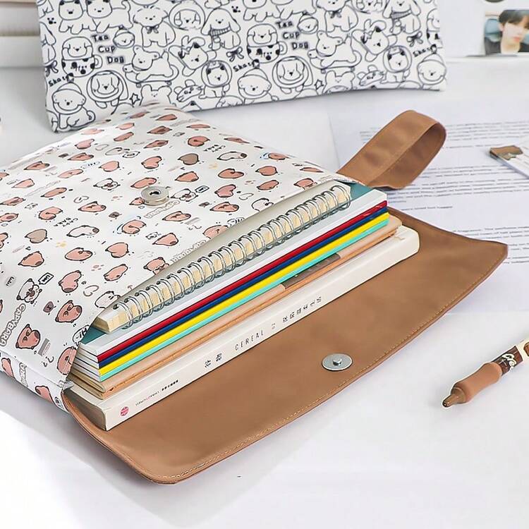 1PC Animal Document Bag, Zipper File Folder Organizer, Expandable Envelope For Letter Size Papers, Business Travel Office Accessories Gift For Men Women - Dog Document Pouch - View 7