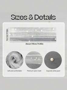 1pc Faux Pearl Sheer Fabric Photography Backdrop – Table Runner, Pearl Tablecloth, Wedding Arch & Reception Decor, Bridal Shower, Party Decoration, Bridal Veil - trắng - Xem 8