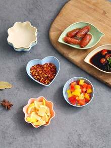 4 Creative Home Kitchen Plastic Seasoning Dishes, Home Style Dishes, Rapeseed Sauce, Dipping Vegetables, Vinegar Dishes, Dipping Dishes, Japanese Seasonings, Anti Drop And Heat-Resistant Exquisite Seasoning Bowls, With Various Shapes To Choose From - Multicolor - View 3