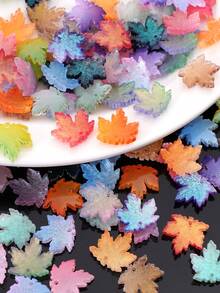 50颗16*15mm彩色渐变釉面枫叶吊坠DIY饰品制作散珠，适用于手链、项链、耳环、手机挂饰、包包挂件，创意生日礼物 - 楓葉 - 查看 6