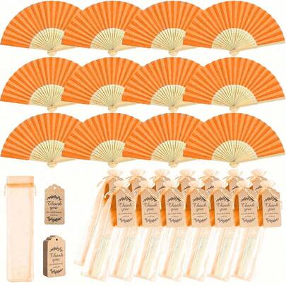 3/15/30pcs Pink Wooden Folding Fans, Comes With Gift Bag & Thank You Card, Bridal Wedding Bamboo Hand Fan, Bachelorette Party Bride Gift, Bridesmaid Bamboo Hand Fan, Bachelorette Party Photo Prop, Bridesmaid Gift & Wedding Decor, Suitable For Parties & Events, Summer Accessory, Ladies Folding Fan