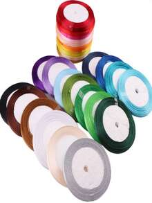 1 Roll 6mm-0.24inch 25 Yards Multi-Color Polyester Satin Ribbon, Solid Color Satin Ribbon Suitable For Gift Box Packaging, DIY Crafts, Wedding Party Decorations, High Density Handmade Weaving - 6mm Polyester Satin Ribbon - View 9
