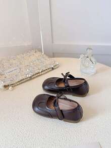 1 Pair Cute Bow Baby Leather Shoes, Soft Non-Slip Infant Princess Shoes, Adorable Versatile Toddler Shoes - Brown - View 4