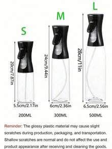 1个橄榄油喷雾瓶,PET材质,适用于盛装各种液体,可用于户外烧烤、烤肉、低脂食品、沙拉、厨房、空气炸锅和露营等场合,轻巧便携,适合女孩使用。这款喷雾瓶可重复灌装,是厨房小工具、厨房配件、家居装饰的理想之选,也是父亲节、母亲节、朋友、男女朋友、家人和老师的礼物佳品。 - 彩色 - 查看 12