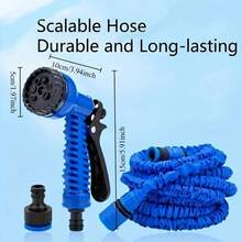 خرطوم حديقة قابل للتمدد 150 قدم/45 متر مع 7 أنماط رش قابلة للتعديل - مصنوع من مطاط PVC متين ومقاوم للتسرب، موصل قياسي أوروبي، تخزين سهل - مثالي للمنزل وغسيل السيارات والبستنة - أخضر - مشاهدة 4