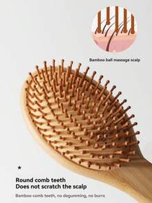 NEFOUME Natural Bamboo Air Cushion Massage Comb, Bamboo Material Contacts Scalp Safely, Anti-Static Prevents Tangling, Round Bamboo Teeth + High Elastic Silicone Air Cushion Massage, One Stroke Smooths Frizz And Reduces Hair Loss, Protective Oil Coating Prevents Moisture And Mildew, Bamboo + Rubber Materials - Multicolor - View 7