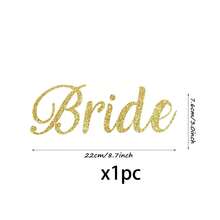 1pc Gold Bride Heat Transfer Sticker, Bridesmaid Heat Press Letter Decal, Vinyl Lettering Sticker For T-Shirt, Wedding Bag, Apparel, Party, Gold Glitter Letters - Multicolor - View 7