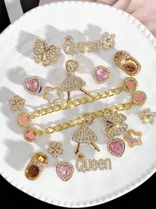 20pcs ABS Resin Rhinestone Flower, Heart, Butterfly Shoe Charms, Casual Shoe Decorations For DIY, Fun Multifunctional Personalized Shoe Clips, Perfect Gift For Holidays, Parties And Special Occasions - Multicolor - View 5