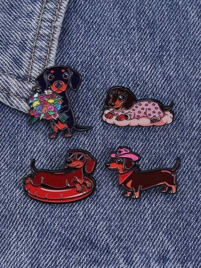 1PC Cute Dachshund Dog Enamel Pins - Funny Sausage Dog Brooches | Cowboy, Floral & Pool Party Themed Lapel Pins For Backpacks, Jackets | Gift For Dog Lovers