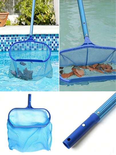 Vợt vớt rác nổi dưới nước sâu, xẻng làm sạch lá cây lưới mịn, vợt vớt rác có tay cầm dạng ống lồng, thích hợp cho bể bơi trong nhà, bồn tắm nước nóng, spa và ao, phụ kiện cần thiết cho mùa hè.