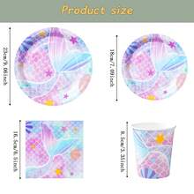 Bộ đồ dùng ăn uống dùng một lần hình đuôi nàng tiên cá, đĩa tiệc 7/9 inch, đĩa giấy dùng một lần, khăn ăn, cốc, thích hợp cho các dịp lễ, đám cưới, lễ đính hôn, sinh nhật, tiệc tùng, lễ kỷ niệm. - Nhiều màu - Xem 2