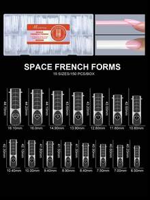 150片/盒 法式太空假指甲模具 芭蕾舞方尖双色可重复使用美甲延长模具 完美贴合 易于使用 新手友好型 DIY设计 - 無色 - 查看 12