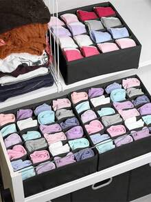 1 hộp đựng đồ trong tủ quần áo có thể gập lại, 24 ngăn kiểu ngăn kéo, dùng để đựng tất, đồ lót, cà vạt, thắt lưng, chất liệu vải không dệt và ván ép, giúp tiết kiệm không gian trong tủ quần áo. - Nhiều màu - Xem 4