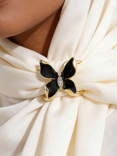 1pc Luxury Butterfly-Shaped Scarf Clips – Elegant Silk Scarf Buckle Rings For Shawls, T-Shirt Hems, Multi-Functional Fashion Accessories For Women, Hijab Pins For Secure And Stable Scarf Fixing