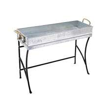 Achla Designs WT-03 Trestle Small Metal windowsill Plant Stand Indoor Outdoor with Removable Tray Black and Galvanized Steel - Acero galvanizado y negro. - Ver 1