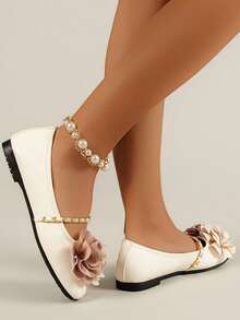 Giày bệt Mary Jane họa tiết hoa mới, thoải mái và thời trang dành cho nữ, kiểu giày bệt mùa xuân đa năng dễ dàng phối với váy, trang phục thường ngày, phù hợp cho mọi mùa. - Màu be - Xem 6