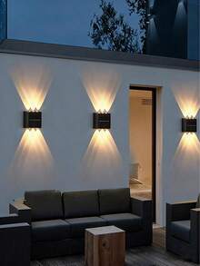 1 đèn LED tường năng lượng mặt trời 10 bóng/8 bóng/6 bóng, đèn LED ngoài trời năng lượng mặt trời, trang bị 10 bóng LED, chiếu sáng lên và xuống, tùy chọn ánh sáng trắng ấm/trắng, thích hợp cho ngoài trời, sân, vườn, hành lang, trang trí tường. - nhiều màu - Xem 6