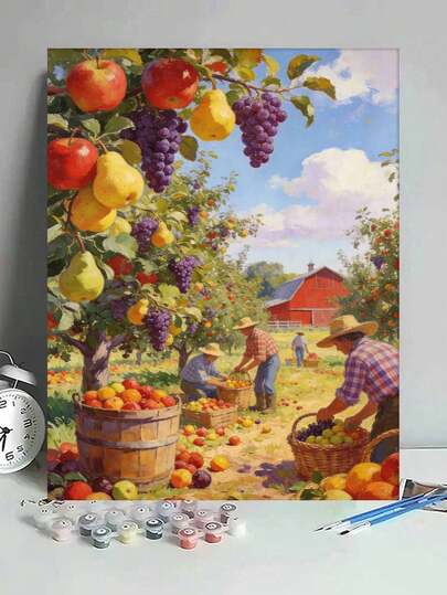 Fruit Harvest Farm Scene DIY Oil Painting By Numbers Canvas Painting Crafts Adult Home Decoration 40x50cm/16x20inch Holiday Gifts