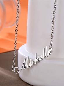 Customized Name Necklaces, Stylish And Unique Stainless Steel Gold And Silver Necklaces, Minimalist Style Jewelry, Perfect As A Birthday Gift For Couples. - Multicolor - View 3