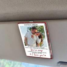 Custom Photo In Case I Don't Say It Enough Couple - Personalized Custom Shaped Acrylic Car Visor Clip - As Shown - View 3
