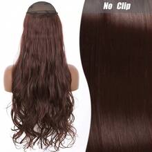 Clip-In Natural Hair Extension, Long Straight Synthetic Hairpiece, Blonde, Black, Mixed Color, Fake Hairpiece For Women HKQE - Burnt Orange - View 1