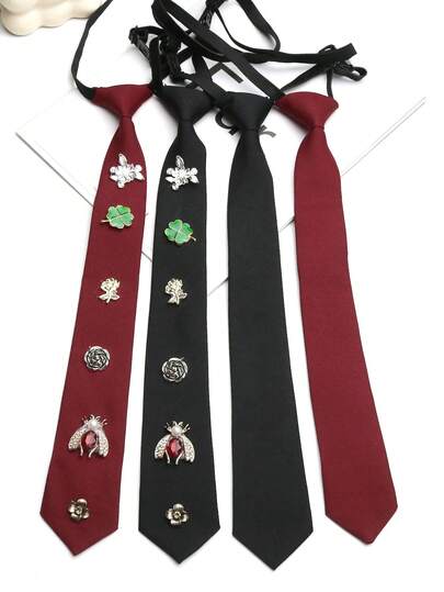 1pc Metal Tie-Free Necktie, Suitable For Streetwear, Parties, And Everyday Wear