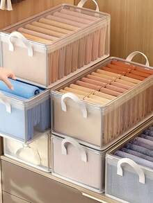 1 hộp/4 hộp đựng đồ bằng nhựa có khung thép và tay cầm gia cố, hộp đựng trong suốt có thể xếp chồng lên nhau dùng để đựng quần áo, sách vở, đồ dùng gia đình và đồ dùng ký túc xá. - Nhiều màu - Xem 3