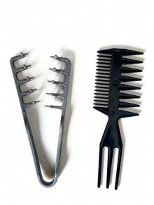 Conjunto de Pentes para Estilizar Cabelo Masculino - Pente de Dentes Largos para Cabelos com Óleo, Pente para Volume, Pente Duplo Grosso, Pente com Presilha de Plástico para Dar Volume na Raiz - Multicolorido - Ver 13