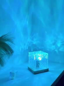 1pc 16 Color Aurora Wave Projection Lamp, Square Projector Lamp With Touch/Remote Control, USB Powered, Wave Surface Mood Light Projector, Ideal For Valentine's Day Decor, Bedroom, Perfect Gift - Multicolor - View 3