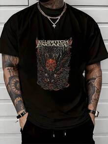 Figura de un fénix ardiente que renace de las cenizas con fuego en las alas y mirada poderosa símbolo de fuerza interior y transformación profunda camiseta de hombre casual cómoda algodón transpirable para uso diario moderno - Negro - Ver 8