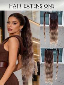 WaveTrip 夏季风格灵感女士度假套装，情人节夏季服装，马尾辫接发。女士卷发马尾辫接发，带魔术贴固定。15A级巴西原生发卷发马尾辫夹式接发。 - 彩色 - 查看 1