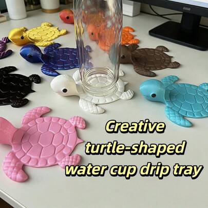 Soporte de taza con diseño de tortuga marina de gran tamaño y creativo, bandeja de drenaje para tazas de agua, adecuado para diferentes tazas, diseño 3D biológico de tortuga marina con practicidad y decoración, opciones de esterilla de drenaje de varios colores para combinar con diferentes estilos de hogar y preferencias personales, aplicable para el hogar, la oficina, la cafetería y otros escenarios