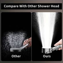 1pc Silver Shower Head With 3 Spray Settings, Adjustable Angle, Home Bathroom Accessory - H37 - View 8