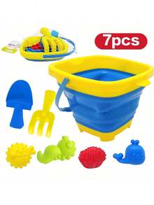 13pcs/7pcs Beach Toy Set, Children Sand Box Toys Including Whale, Starfish, Shell Models, Beach Tool Set, Bucket With Net Bag, Shovel And Rake, Suitable For Boys And Girls Over 18 Months. Small Size Suitable For Backyard Party, Summer Travel, Beach - Multicolor - View 11