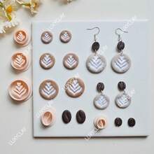 咖啡豆饰品制作套装、咖啡拿铁拉花软陶耳环切割器、食品饮料系列饰品制作软陶切割器 - 米色 - 查看 1