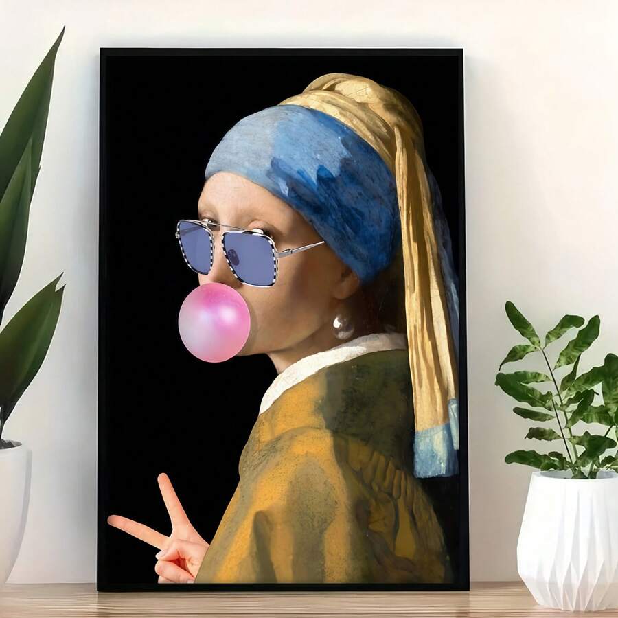 1 件 - 可爱的女人吹粉色泡泡 - 经典油画印刷海报墙艺术,现代墙艺术装饰,适合装饰客厅、餐厅、办公室、卧室、房间装饰、墙面装饰、家居装饰,也是送给朋友的完美礼物。 - 彩色 - 查看 1