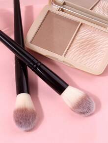 2pcs Professional Makeup Brushes, High Quality Soft Hair Blush Brush, Highlighter Brush, Powder Brush, Contour Brush, Portable Cosmetic Tools - Black - View 6