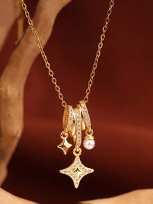 闪耀星形吊坠项链，时尚轻奢，小众高端，锁骨链 - 星星 - 查看 1