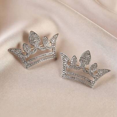 1pc/2pcs Elegant Crown Brooch - High-End Queen Pin, Can Be Paired With Suit Jacket, Dress, Sweater, Exquisite And Unique, A Precious Accessory Gift For Women, Suitable For Year-Round Wear