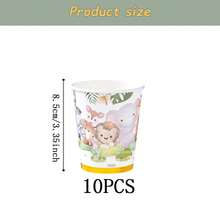 Elephant Pattern Disposable Tableware Set, 7/9 Inch Party Plates, Disposable Paper Plates, Napkins, Cups, Suitable For Holidays, Weddings, Engagements, Birthdays, Parties, Celebrations - Multicolor - View 13