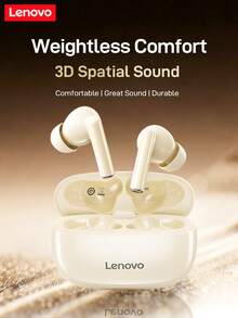 Auricolari Bluetooth wireless Lenovo TA210 - Batteria a lunga durata, auricolari sportivi, ENC, cancellazione intelligente del rumore delle chiamate a quattro microfoni, bianco/bianco Moon Rock, nero - Gift Design - nero - Visualizzare 4
