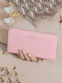 男女通用长款卡包大容量银行卡套长款钱包简约卡包长款手拿包男士钱包迷你钱包钱包小钱包卡包现金钱包旅行必备 - 粉色 - 查看 6